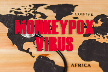 Monkeypox outbreak concept. Monkeypox is caused by monkeypox virus.Virus transmitted to humans from...