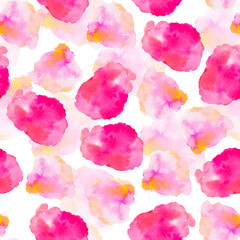 Watercolor abstract simple blobs clipart pattern, pink watercolor spots, abstractive background, hand drawn, white, pink blobs pattern, purple