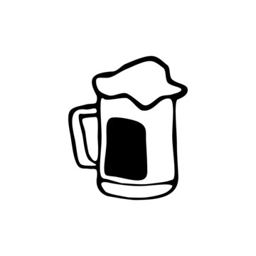 Beer mug icon isolated on white background hand drawn