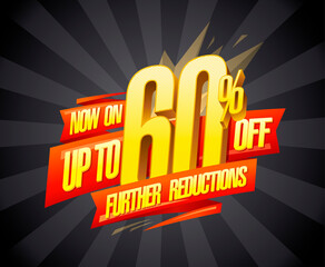 Up to 60 percents off, further reductions, vector sale banner template