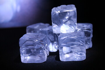 ice cubes on black background