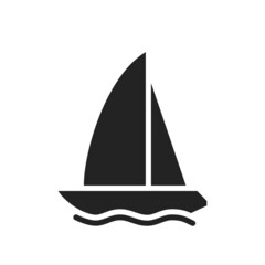 sailboat icon. sea yacht, sailing and ocean vacation symbol. isolated vector image