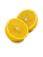 fruit lemon isolate, two halves of lemon on a white background