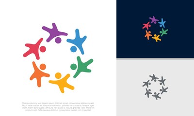Fototapeta na wymiar Global Community Logo Icon Elements Template. Community human Logo template vector. Community health care. Abstract Community logo 