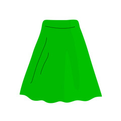 Women green skirt. Fashionable summer clothes. Beauty and fashion. Clothing design. Modern female wardrobe. Flat vector illustration isolated on white background