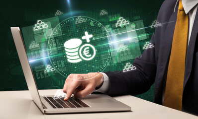business hand working in stock market