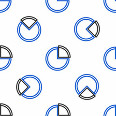 Line Pie chart infographic icon isolated seamless pattern on white background. Diagram chart sign. Colorful outline concept. Vector