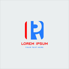 Letter R business corporate logo. Simple and clean flat design of letter R in blue and red color vector logo template.