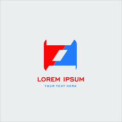 Letter Z business corporate logo. Simple and clean flat design of letter Z in blue and red color vector logo template.