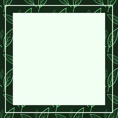 vegan green leaves frame background elegant vector for blank, price or social media mock up or bithday, wedding party luxury event