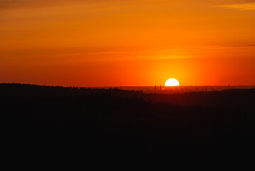 Sunset and evening sky in spring.