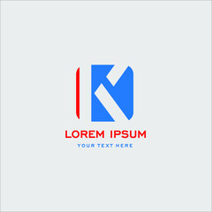 Letter K business corporate logo. Simple and clean flat design of letter K in blue and red color vector logo template.