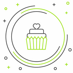 Line Wedding cake with heart icon isolated on white background. Colorful outline concept. Vector