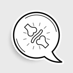 Line Joint pain, knee pain icon isolated on grey background. Orthopedic medical. Disease of the joints and bones, arthritis. Colorful outline concept. Vector