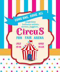 Universal ticket for circus performance. Used in web design, banners, posters, illustrations, backgrounds.

