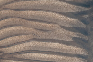 Ripples in the sand from above. Drone shot 