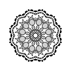 Floral mandala, black and white Design