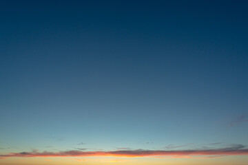 Sunset and blue sky. Banner.