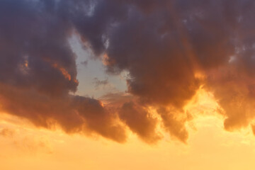 sunset sky with the light of the sun