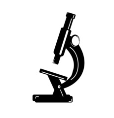 microscope vector icon isolated on white background, laboratory instrument in black and white style