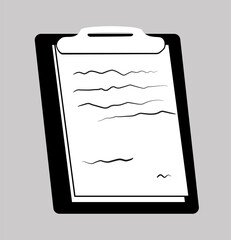 notebook vector icon isolated on grey background, black and white style. Flat design