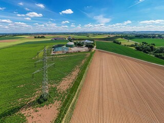 Drone image of a modern biogas plant in Germany during daytime
