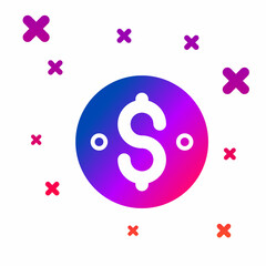 Color Dollar symbol icon isolated on white background. Cash and money, wealth, payment symbol. Casino gambling. Gradient random dynamic shapes. Vector