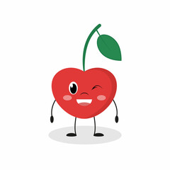 Cute cherry, cartoon. Vector illustration.
