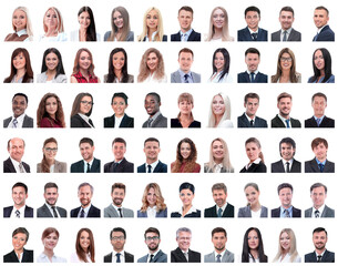 collage of successful modern businesswoman. isolated on white
