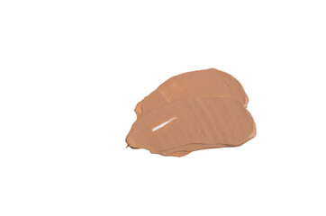close-up smear of foundation, red clay masks on a white background