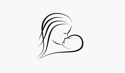 Mother and baby vector symbol