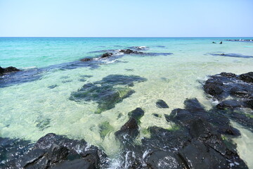 제주도의 해변관광명소 곽지과물해변의 풍경과 파도