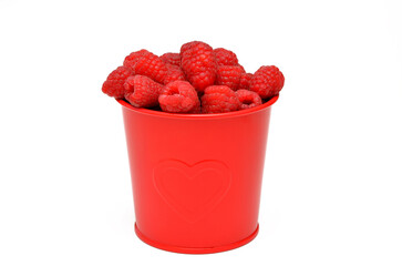 red buck et with fresh raspberries isolated on white background