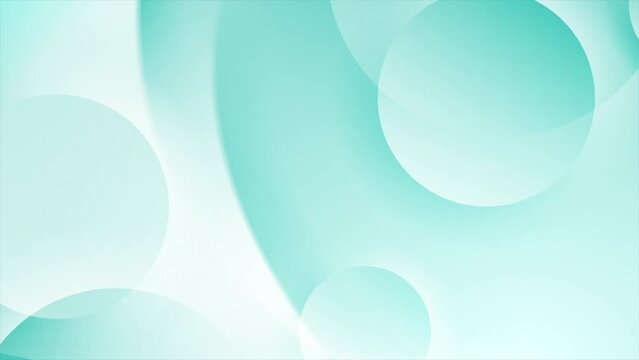 Cyan blue waves and glossy circles abstract geometric motion background. Seamless looping. Video animation Ultra HD 4K 3840x2160