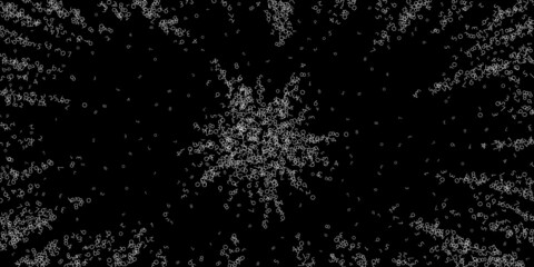 Falling numbers, big data concept. Binary white chaotic flying digits. Fancy futuristic banner on black background. Digital vector illustration with falling numbers.