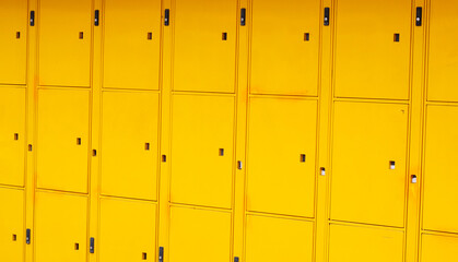 Yellow locker, safety and storage concept.