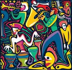 Abstract Jazz Band Artwork (Vector Art) - 507544784