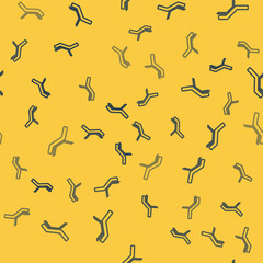 Blue line Sunbed icon isolated seamless pattern on yellow background. Sun lounger. Vector