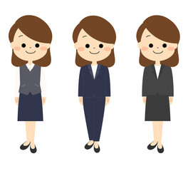 立っているスーツを着た女性