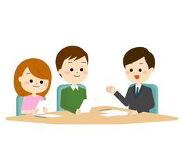 相談員と相談している夫婦