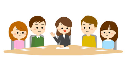 ファイナンシャルプランナーと相続について協議する家族