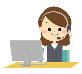 音声を聴いているオペレーターの女性