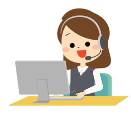 笑顔で対応しているオペレーターの女性