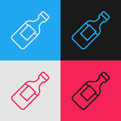 Pop art line Bottle of water icon isolated on color background. Soda aqua drink sign. Vector