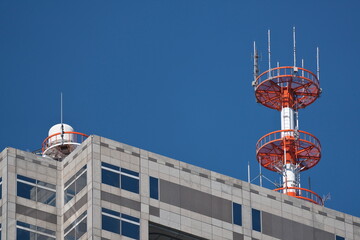 Tokyo,Japan - May 28: Antennas installed on a high-rise building in Tokyo
