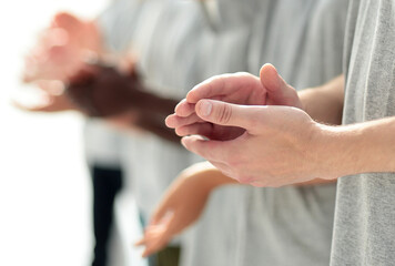 project Manager and working group showing gesture of their success.