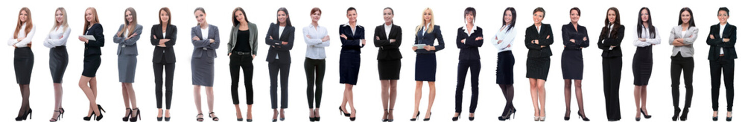 group of successful young businesswoman standing in a row