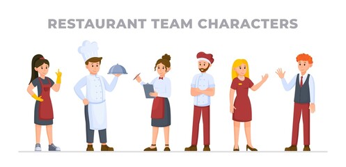 Vector illustration of restaurant staff. Restaurant staff staff characters.