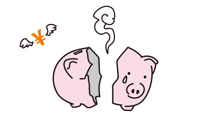 割れた豚の貯金箱