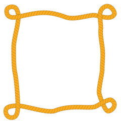 Simple Vector Abstract Square Shape Frame from Brown Rope, at White Background